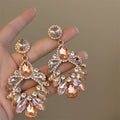 Champagne Crystal Open Drop Earrings with Reflective Details view 3