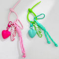 Paracord Charm Keychain with Acrylic Flower or Heart Pendant view 1