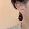 Gold Tone Multicolor Clear Stone Flower Cluster Stud Earrings view 2