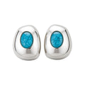 Blue Oval Resin Stud Earrings in Gold and Silver Tones view 5