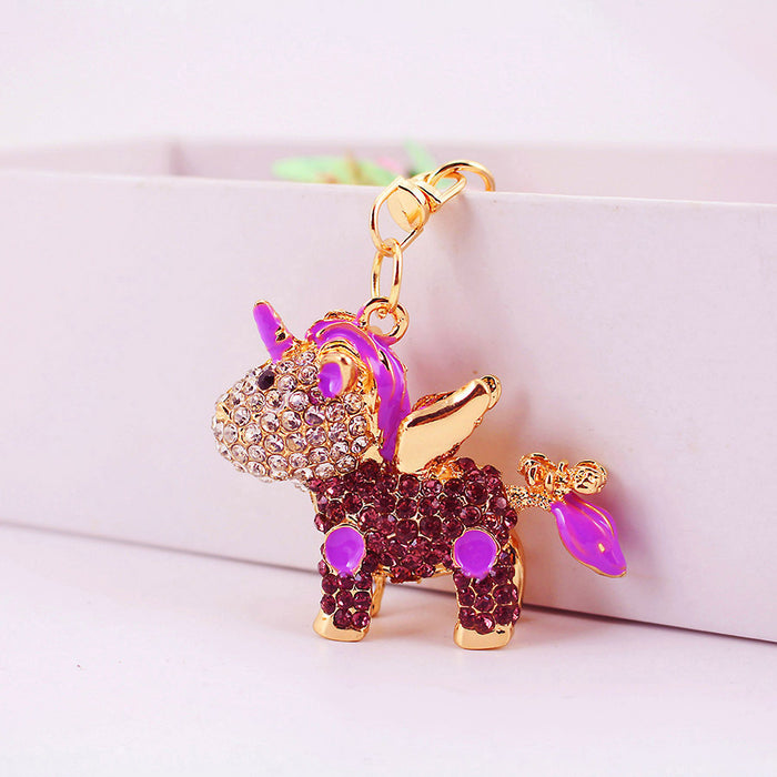 Cute Rhinestone Unicorn Keychain, Car Mirror Bag Charm Gift