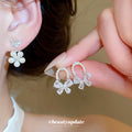 Butterfly and Floral Drop Stud Earrings in Two Styles view 2