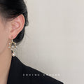 Gold Tone Floral Branch Medallion Irregular Pearl Drop Earrings view 2