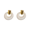 White Layered Ring Gold Stud Earrings Polished Metal Jewelry view 5