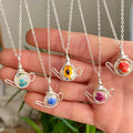Floral Teapot Pendant Necklaces In Five Painted Designs view 2
