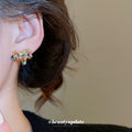Gold Multicolor Crystal Horse Stud Earrings Statement Jewelry view 3