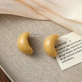 Four Color Glossy Chunky Bean Crescent Stud Earrings view 9