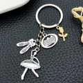 Antique Silver Ballet Dancer and Slippers Metal Keychain view 4