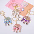 Enamel Floral Rhinestone Elephant Keychain Bag Charm view 2