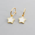 Gold Tone Black and White Star Huggie Drop Earrings view 7