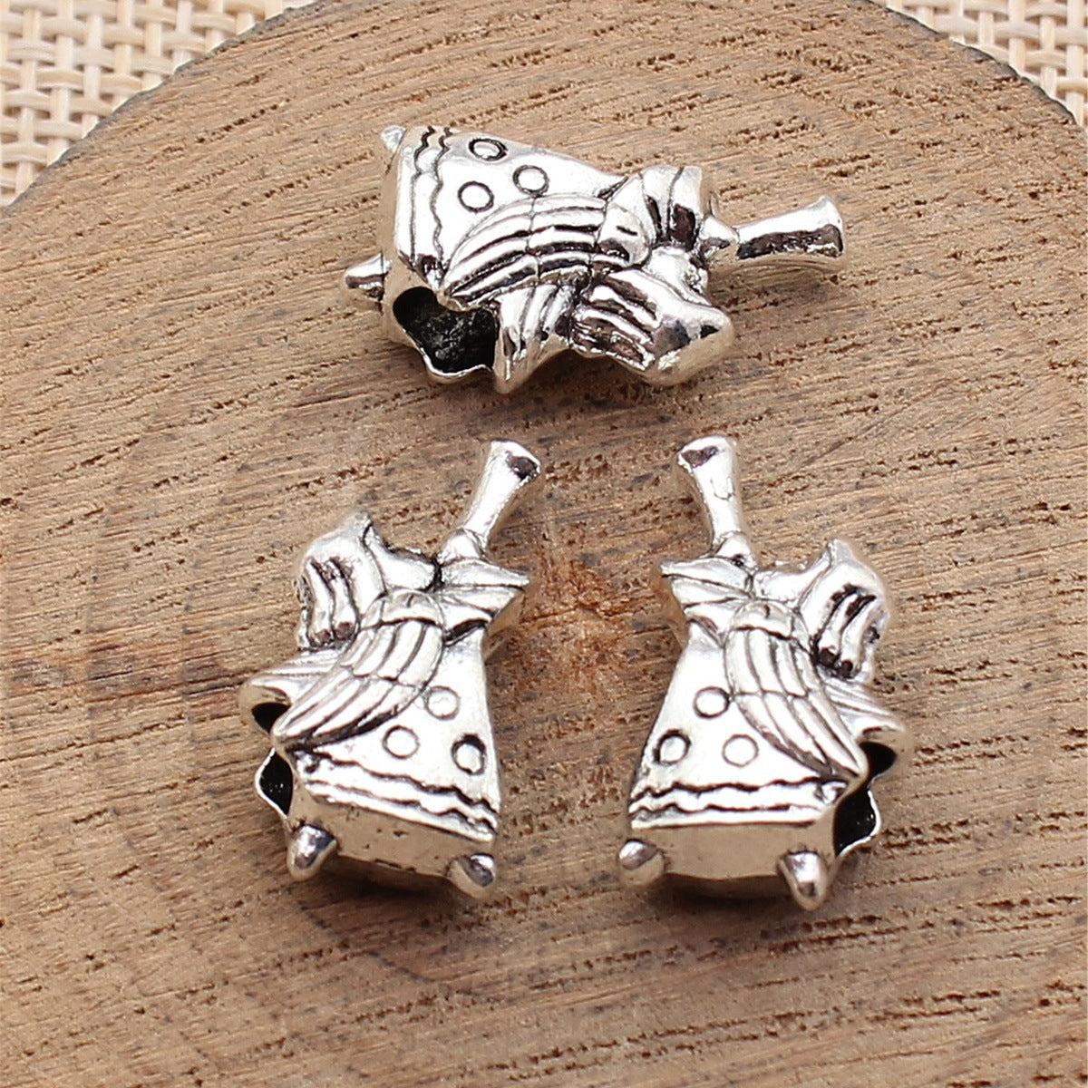 22x11x8mm 3.5g Antique Silver Zinc Alloy Trumpeting Angel Large Hole Beads for Vintage Bracelet Making