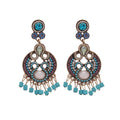 Silver Tone Turquoise Leaf and Filigree Drop Earrings view 5