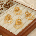 Gold Multilayer Concentric Wire Circle Drop Hook Earrings view 2