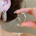 Two Tone Crystal Hoop Earrings in Gold or Silver Tone view 4