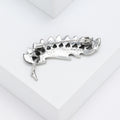 Iridescent Shell Inlay Leaf Brooch with Rhinestone Edge view 4