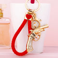 Jeweled Revolver Keychains with Red Yellow and Blue Braided Loop Options view 2