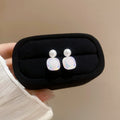 Square Crystal Drop Stud Earrings in Pink and Blue view 6