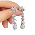 White Gold Marquise Flower Cascade Pear Drop Earrings view 5