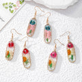 Wire Wrapped Oval Daisy Dried Flower Earrings 3 Styles view 1