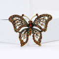 Filigree Butterfly Brooch Blue or Amber Rhinestone Metal view 4