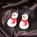 Silver Tone Printed Acrylic Christmas Novelty Hook Earrings view 3