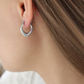 Pointed U Hoop Earrings Diagonal Rib Texture Metal view 7