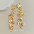 Gold-Tone Hammered Disc Cascade Long Tassel Earrings view 3