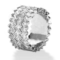 Silver Tone Interlaced Woven Crystal Statement Wide Band Ring view 2