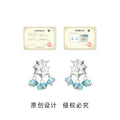 Silver Tone Holly Leaf Aqua Drop Earrings In Stud And Clip Styles view 3