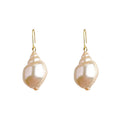 Gold Fishhook Iridescent Cream Conch Shell Drop Earrings view 5