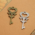 Ornate Heart Skeleton Key Pendant Metal Jewelry Making Component In 2 Finishes view 2
