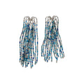 Blue Bead Tassel Stud Earrings With Silver Tone Chains view 5