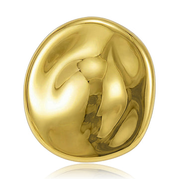 Domed Abstract Oval Brooch in Polished Metal for Jackets and Scarves