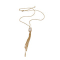 Wire Caged Pearl Tassel Necklaces Earrings Gold Silver view 5