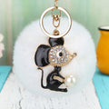 Black Pearl Accent Mouse Keychain with Jeweled Ears and Tail view 2