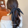 Black Fabric Bow Scrunchie Polka Dot Floral Print 2 Styles view 3