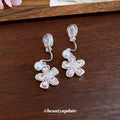 Crystal Flower Drop Clip Earrings in Two Colors for Everyday Styling view 4