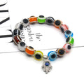 Colorful Evil Eye Bead Hamsa Charm Stretch Bracelets view 6
