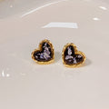 Gold Rim Shell Look Heart Clip and Stud Earrings in Two Colors view 6