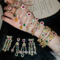 Multicolor Crystal Court Style Earrings Rings Bracelet view 1