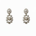 Pearl Wreath Statement Drop Earrings With Polished Metal Tone Details view 5