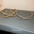 Crossed Double Headband In Five Chain And Crystal Finishes view 2