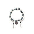 Gray Bead Medallion Pearl Look Charm Stretch Bracelet view 5