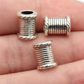 11x9.1x9.1mm 2g Antique Silver Zinc Alloy Round Rope Pattern Large Hole Beads for Bracelet Making