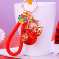 Lotus Gourd Keychains with Four-Leaf Caps and Braided Straps view 4