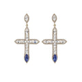 Crystal Cross Dangle Earrings in Gold or Silver Tone view 5