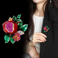 Pomegranate Crystal Enamel Metal Brooch Pin for Jackets and Lapels view 3