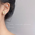 Gold-Tone Iridescent Flower Pearl Teardrop Stud Earrings view 2
