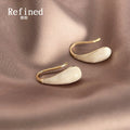 Gold Tone Cream Long Teardrop Hook Earrings For Women view 1