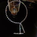Silver Teardrop Crystal Open Choker Dual Drop Ends view 4